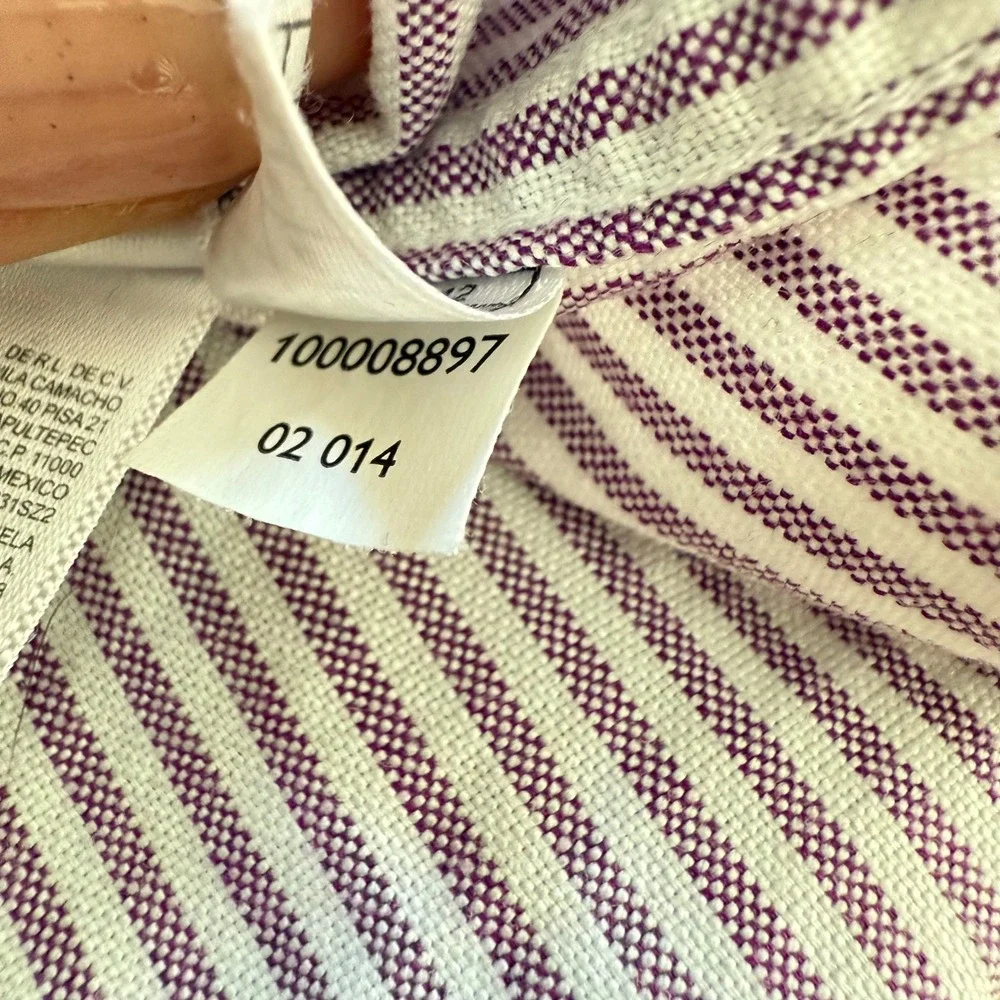 Brooks Brothers (Red Fleece) Stripe Button Down Oxford Shirt Purple White 12 EUC